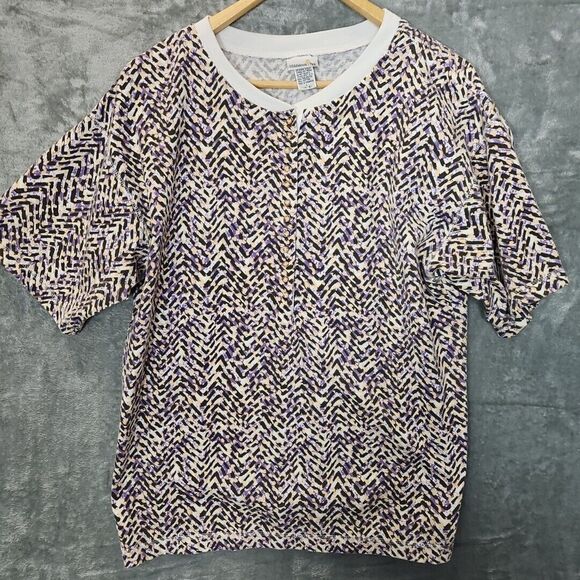 middlebrook Park Tops - Middlebrook Park Herringbone Top Sz Lg polyester cotton Singapore 1/2 button up